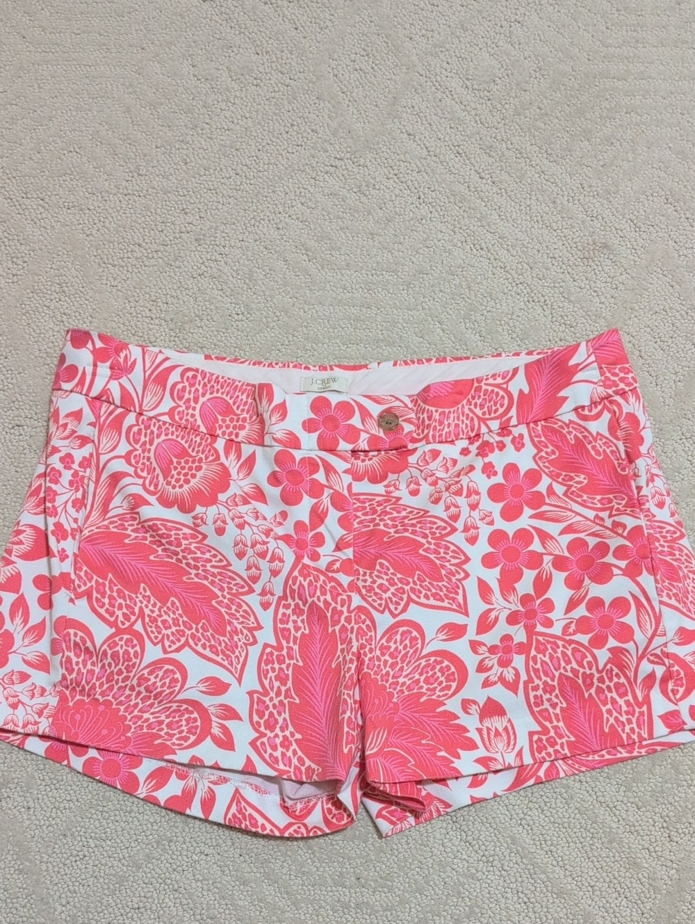 J. Crew Pink and White Floral Cotton Stretch Shorts